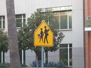 Pedestrian Crossing Sign with Red Bull Wings